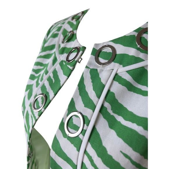 Peck & Peck Green and White Zebra Print 3/4 Sleeve Jacket Women's Size 14 Animal - Picture 4 of 11